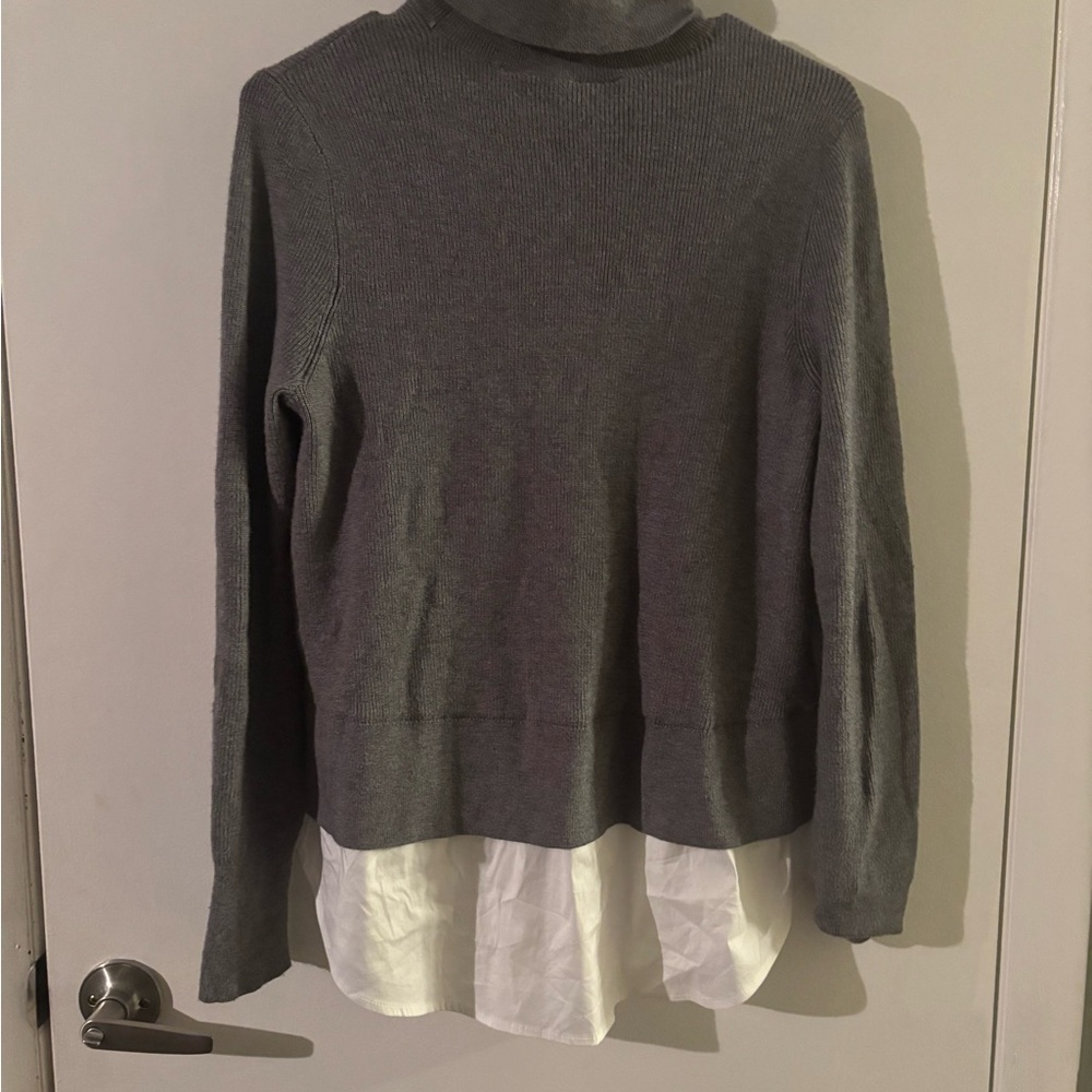 Ann Taylor Factory Gray Turtleneck with White Layer